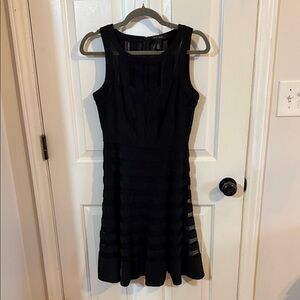 White House Black Market Black Sheer Striped Dress